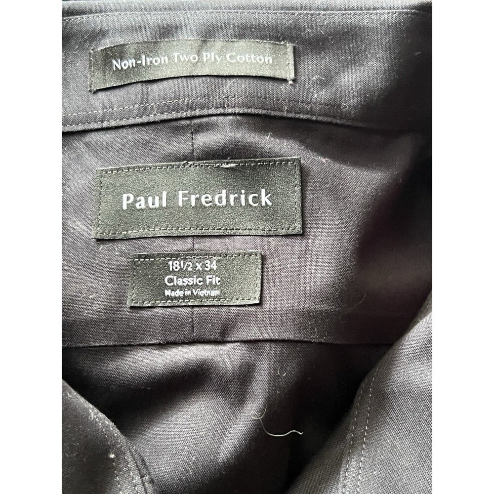 Paul Fredrick Non-Iron 100% Cotton Classic Fit Black Dress Shirt 18.5x34